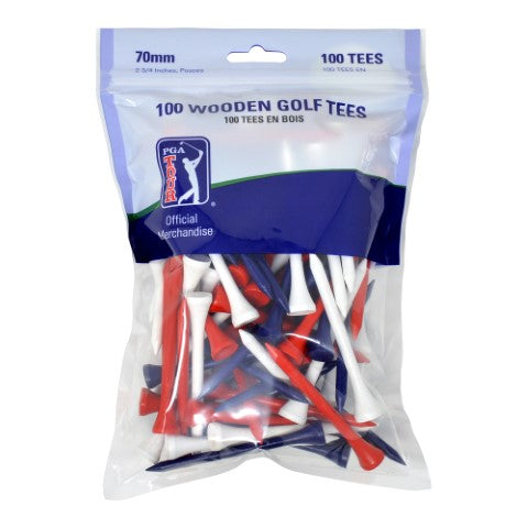 Tees de golf en bois 70 mm - PGA Tour - Durables et colorés
